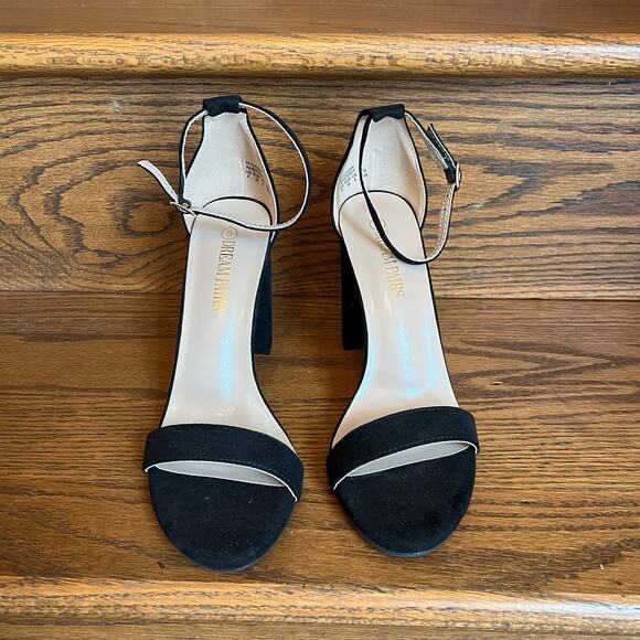 NWT Dream Pairs Black Suede Hi-Chunk High Heel Pump Sandals - SIZE 8 - Picture 6 of 13